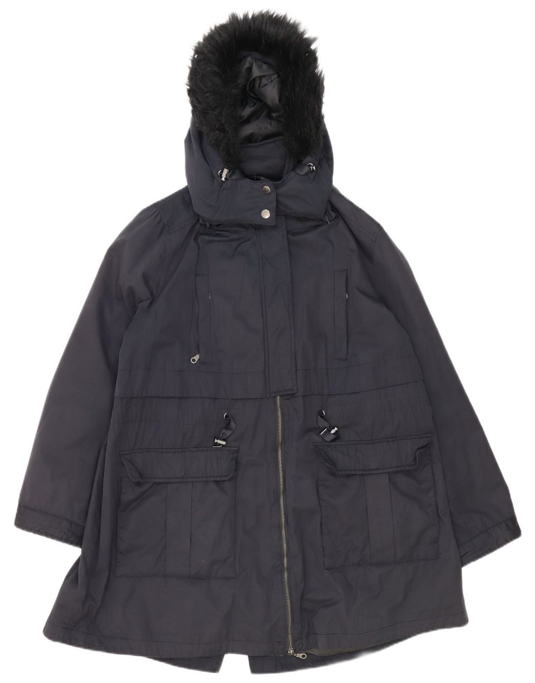 Damska kurtka parka z kapturem, oversize Monsoon, UK 18 XL, granatowa, poliester