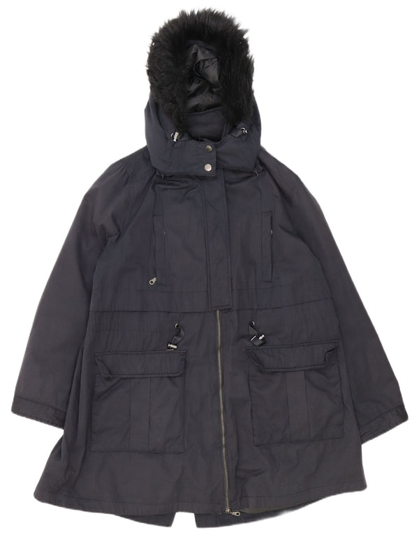 Damska kurtka parka z kapturem, oversize Monsoon, UK 18 XL, granatowa, poliester