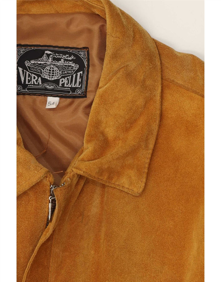 Vintage męska zamszowa kurtka IT 54 2XL brązowa skóra