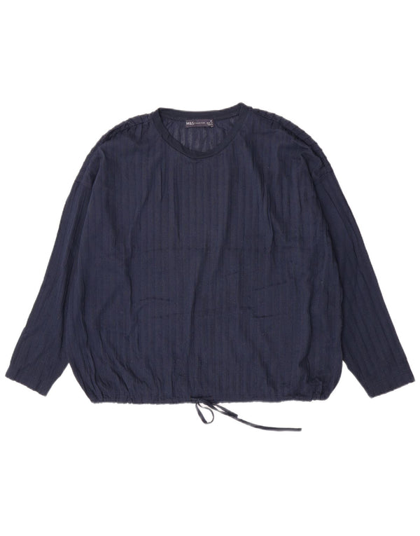 Marks & Spencer Damski top oversize z długim rękawem, UK 14, duży, granatowy