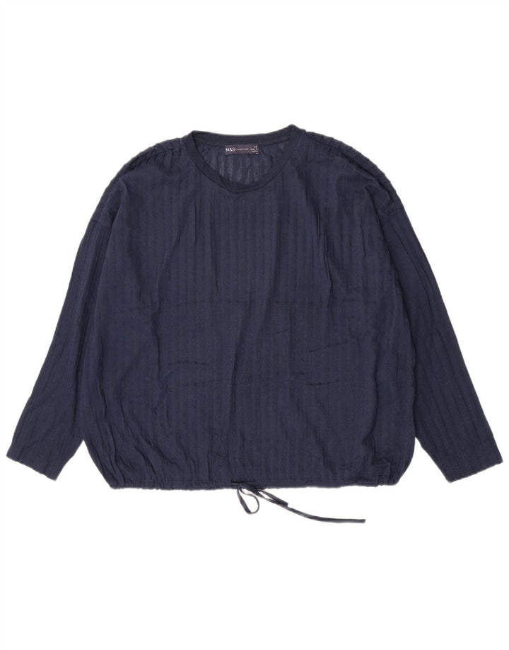 Marks & Spencer Damski top oversize z długim rękawem, UK 14, duży, granatowy