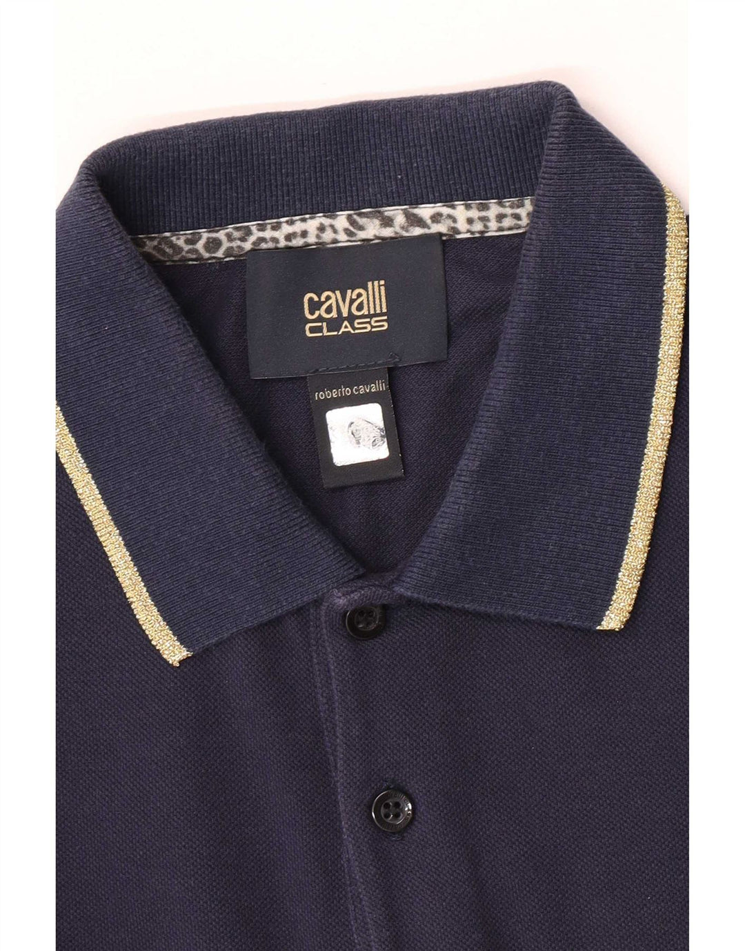 Męska koszulka polo Roberto Cavalli, mała, granatowa, bawełniana