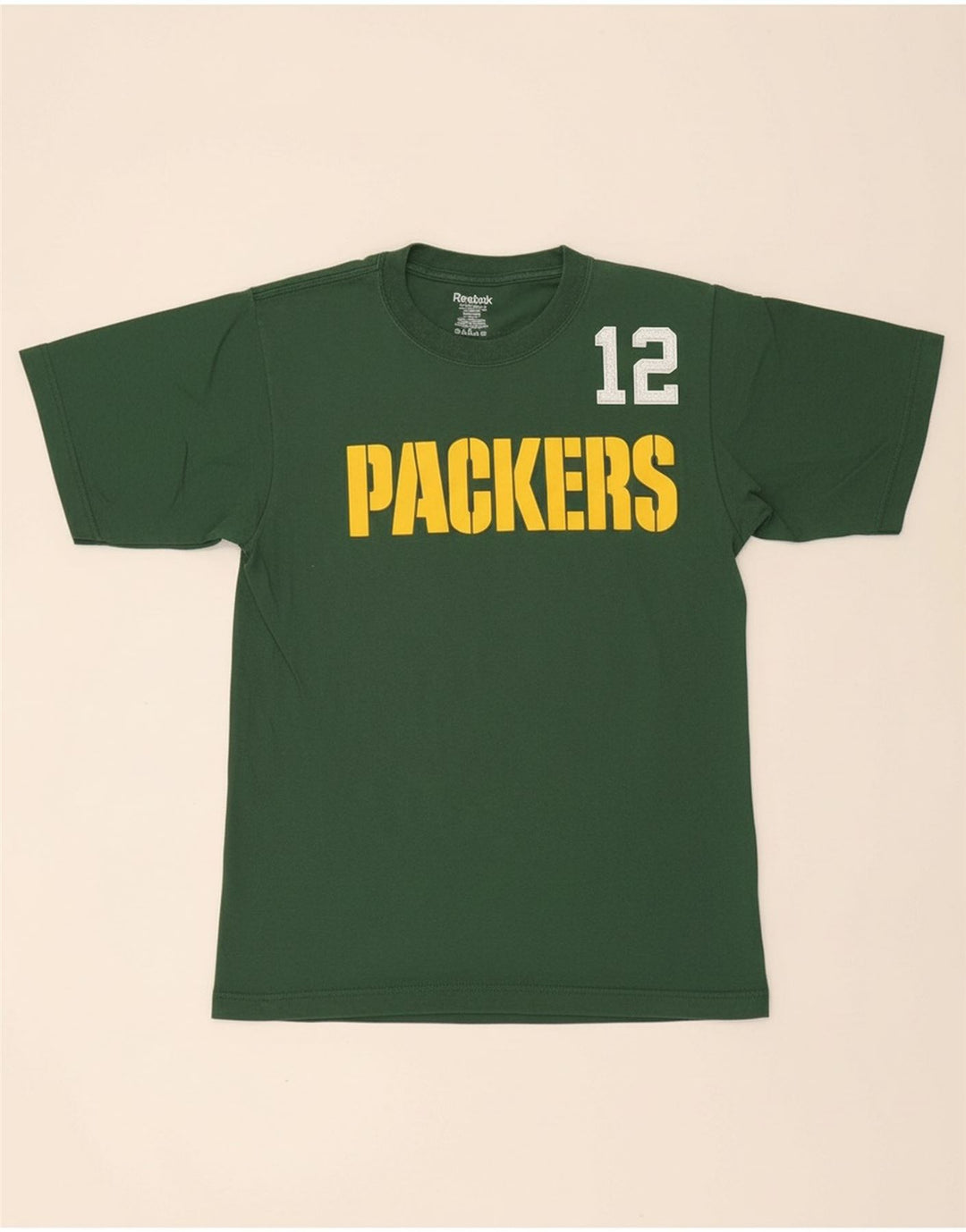 REEBOK Mens Packers Graphic T-Shirt Top Small Green Cotton