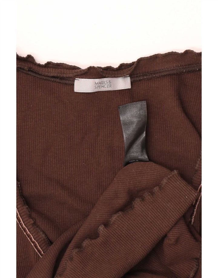 Marks & Spencer Damski top 3/4 z rękawem UK 16, duży, brązowy, bawełniany