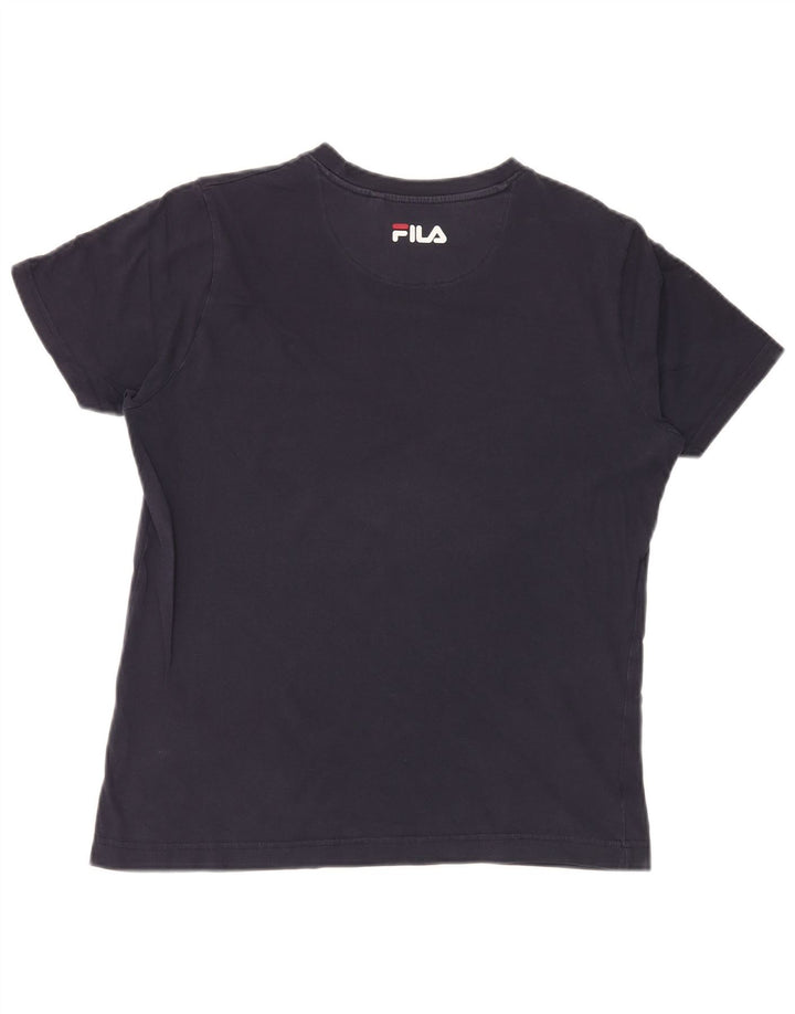 Męski T-shirt Fila z grafiką, mały, granatowy, z blokami kolorów