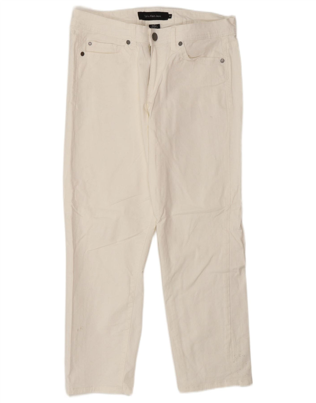 Damskie proste dżinsy Calvin Klein US 10 Medium W30 L26 Biała bawełna