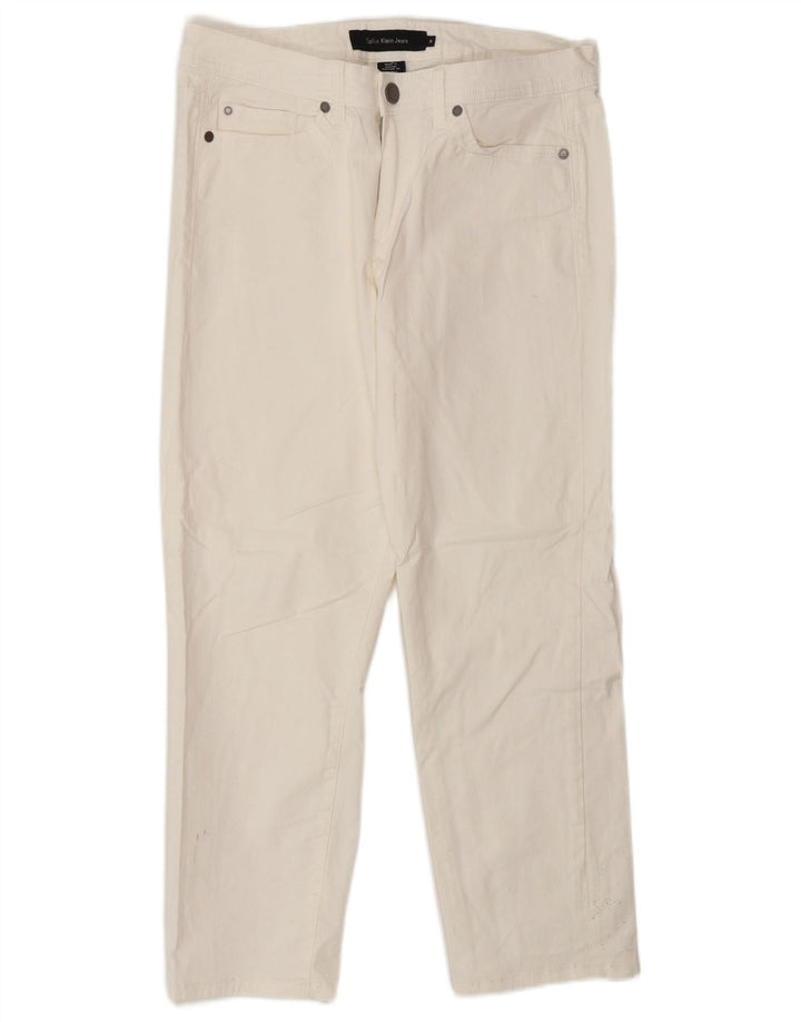 Damskie proste dżinsy Calvin Klein US 10 Medium W30 L26 Biała bawełna