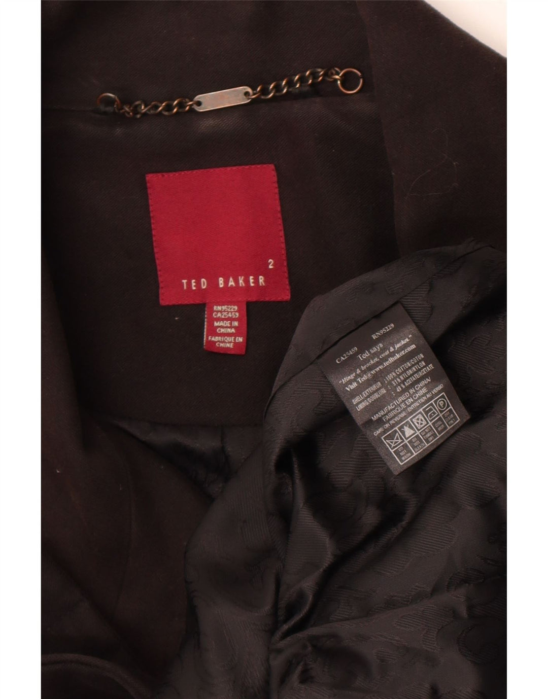 Damski płaszcz w groszki Ted Baker, rozmiar 2, mały, czarny, bawełniany