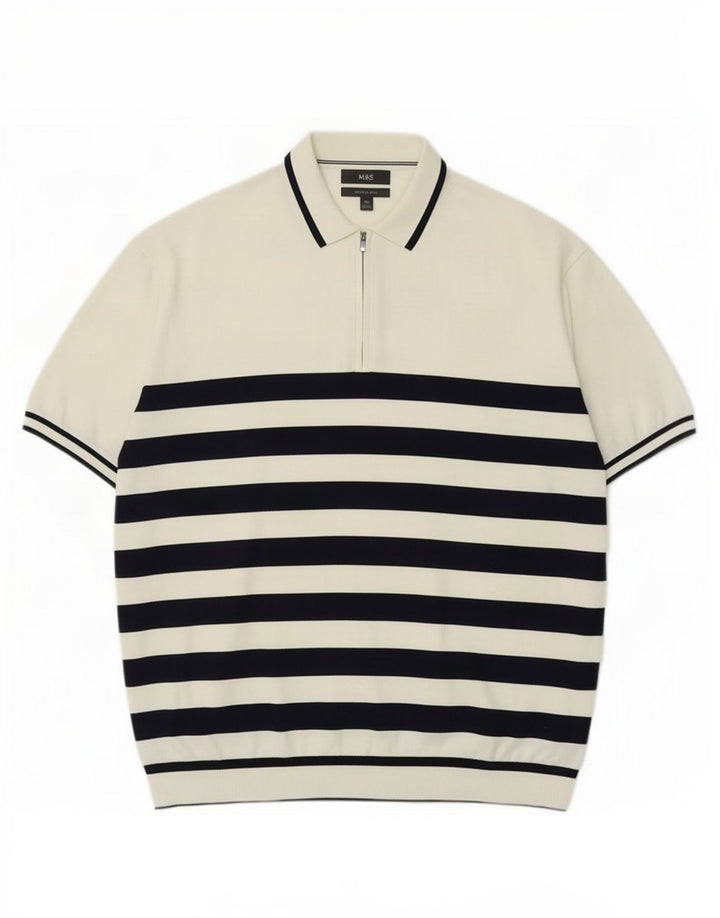 Marks & Spencer Męski sweter polo 2XL w białe paski