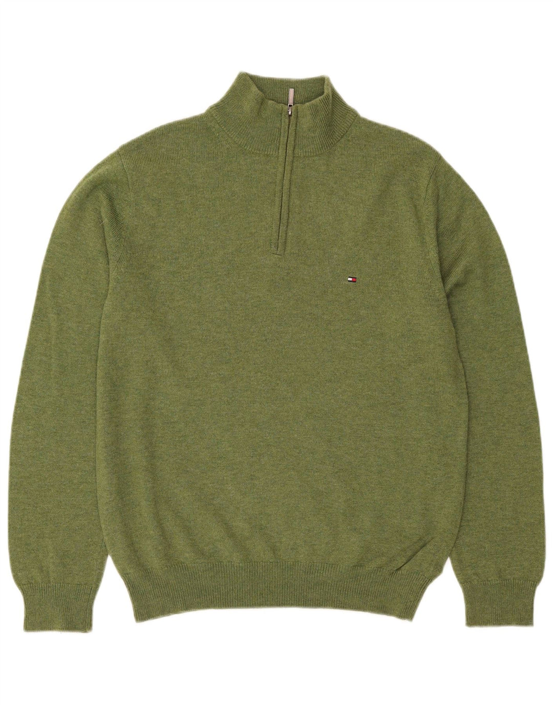 Męski sweter zapinany na zamek Tommy Hilfiger Średni zielony owcza wełna