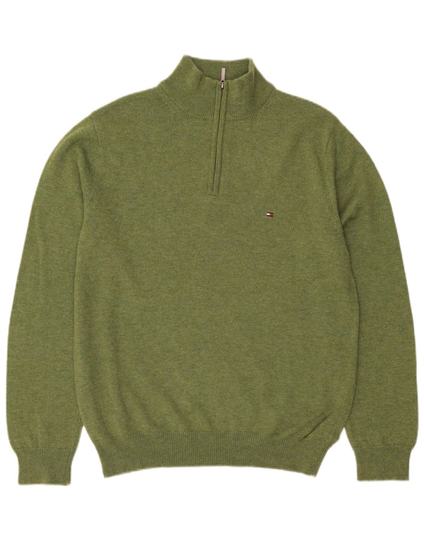 Męski sweter zapinany na zamek Tommy Hilfiger Średni zielony owcza wełna