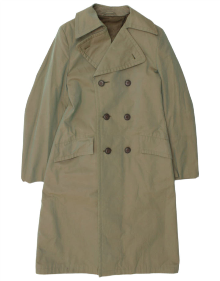 Vintage męski płaszcz dwurzędowy UK 34 XS zielony