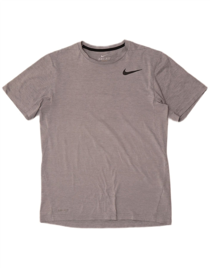 Męski T-shirt Nike Dri Fit Top, średni szary, poliester w prążki