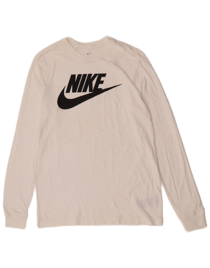 Męska koszulka z grafiką o regularnym kroju Nike z długim rękawem i średnią białą bawełną