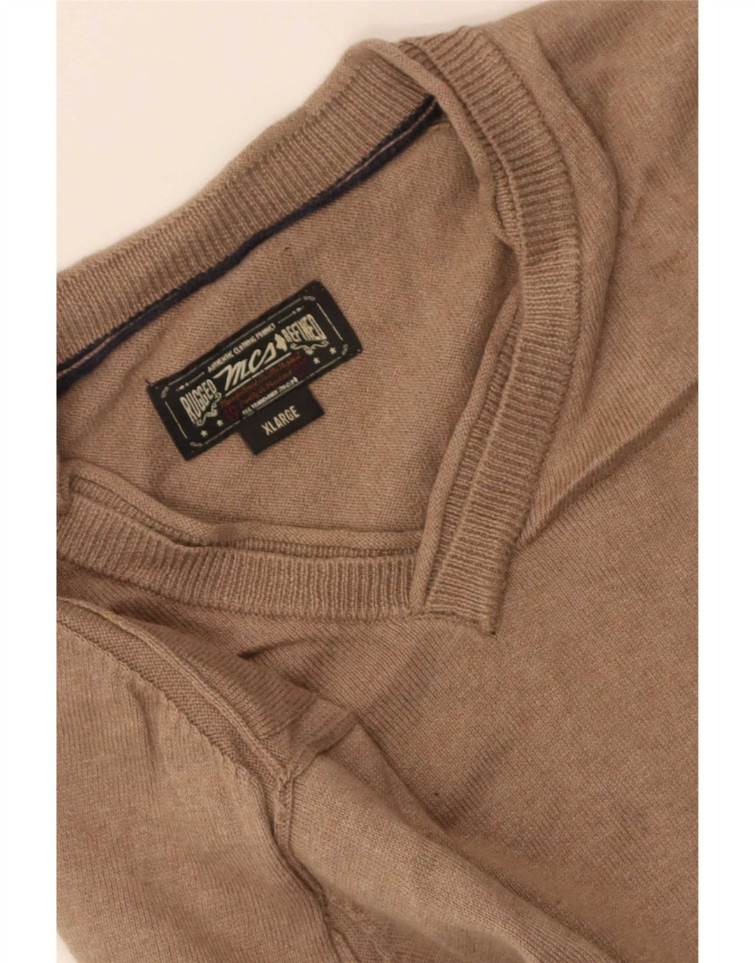 Marlboro Classics Męski sweter z dekoltem w kształcie litery V, XL, beżowy