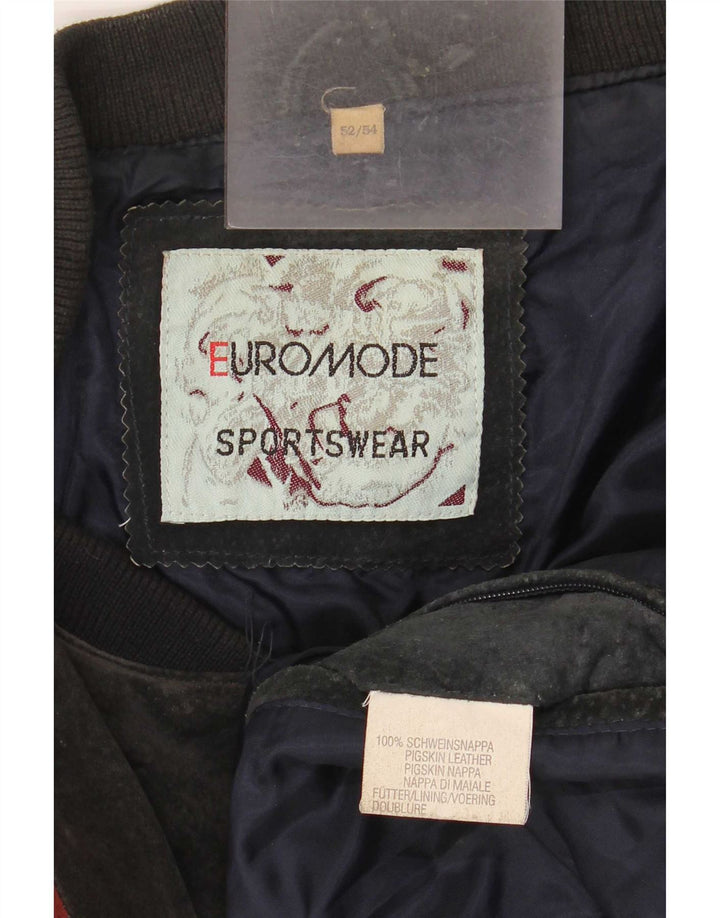 Męska zamszowa kurtka bomberka Euro Mode IT 52/54 XL, wielokolorowa, z blokami kolorów