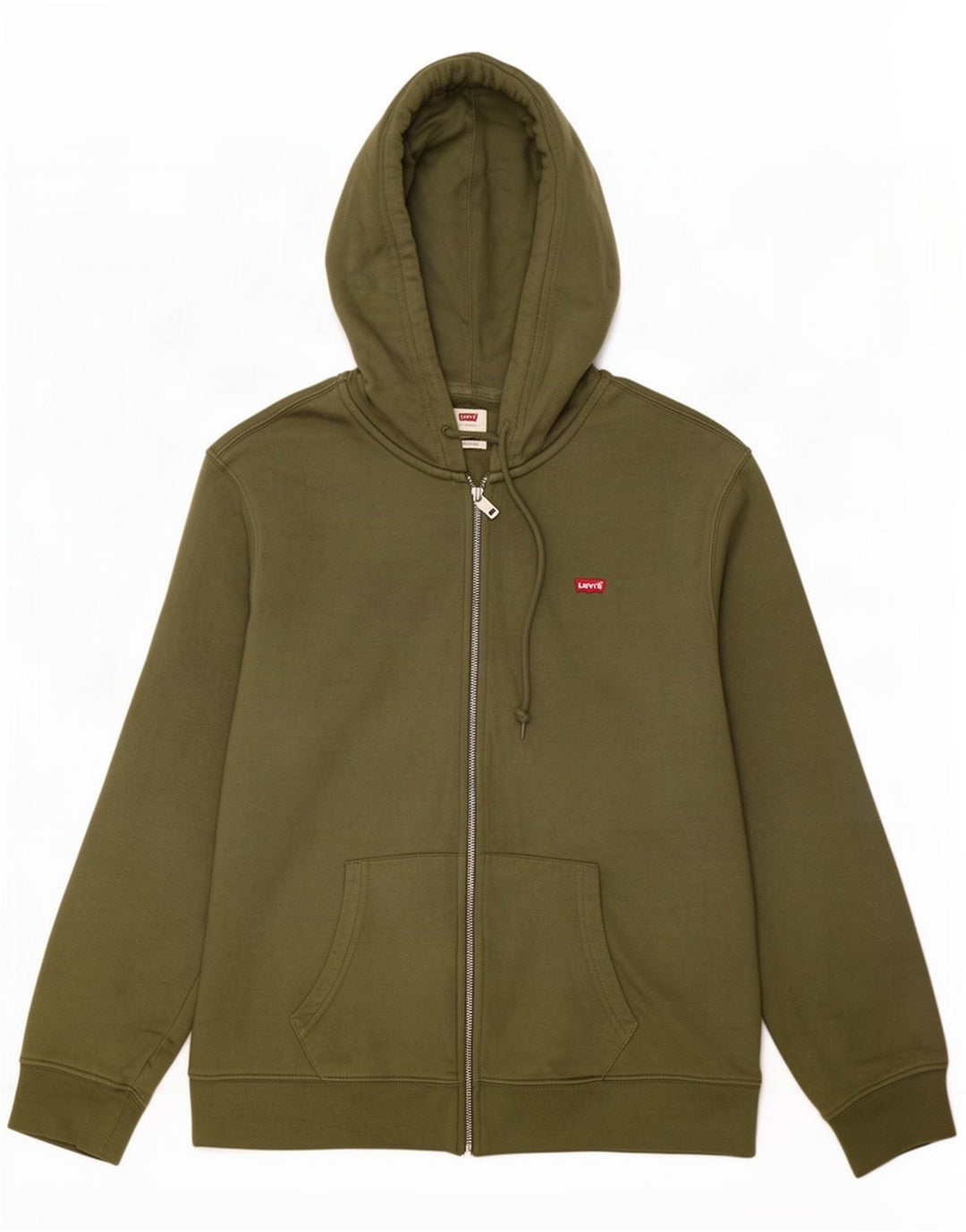 Męski standardowy sweter z kapturem i zamkiem błyskawicznym Levi's, duży, bawełniany khaki