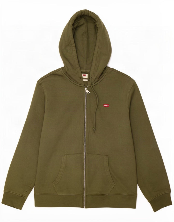 Męski standardowy sweter z kapturem i zamkiem błyskawicznym Levi's, duży, bawełniany khaki