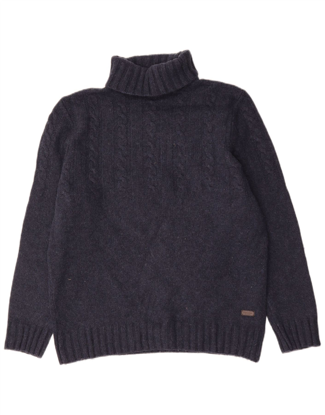 Męski sweter Barbour z wywijanym dekoltem, duży, granatowy, wełniany