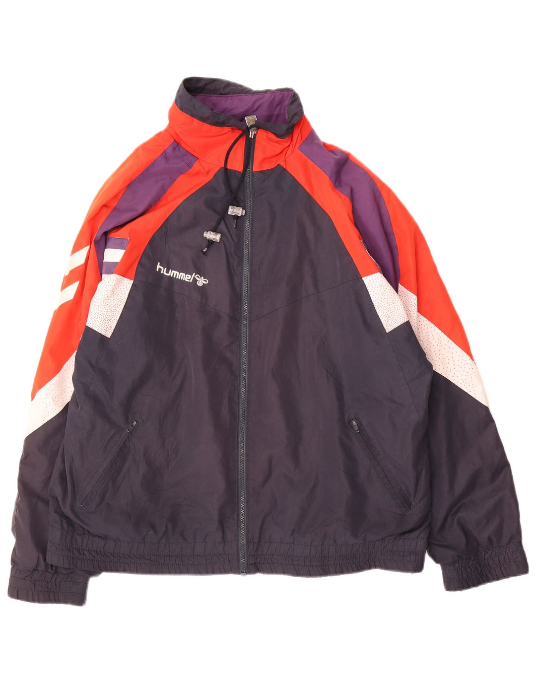 Męska kurtka dresowa Hummel o luźnym kroju, mała, granatowa, z blokami kolorów