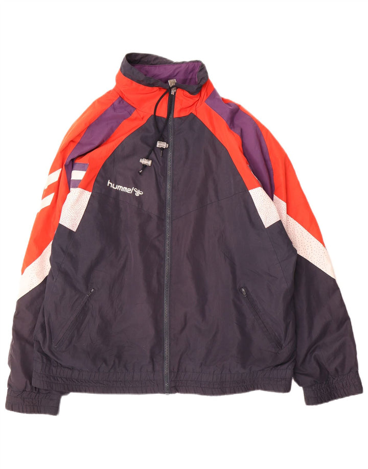 Męska kurtka dresowa Hummel o luźnym kroju, mała, granatowa, z blokami kolorów