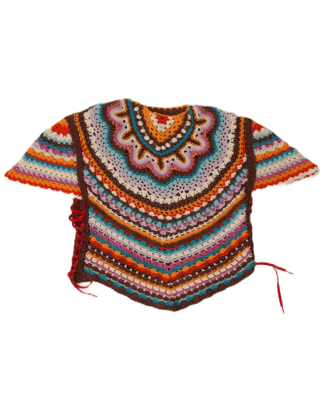 Vintage damska asymetryczna bluzka Top UK 14 w duże wielokolorowe paski