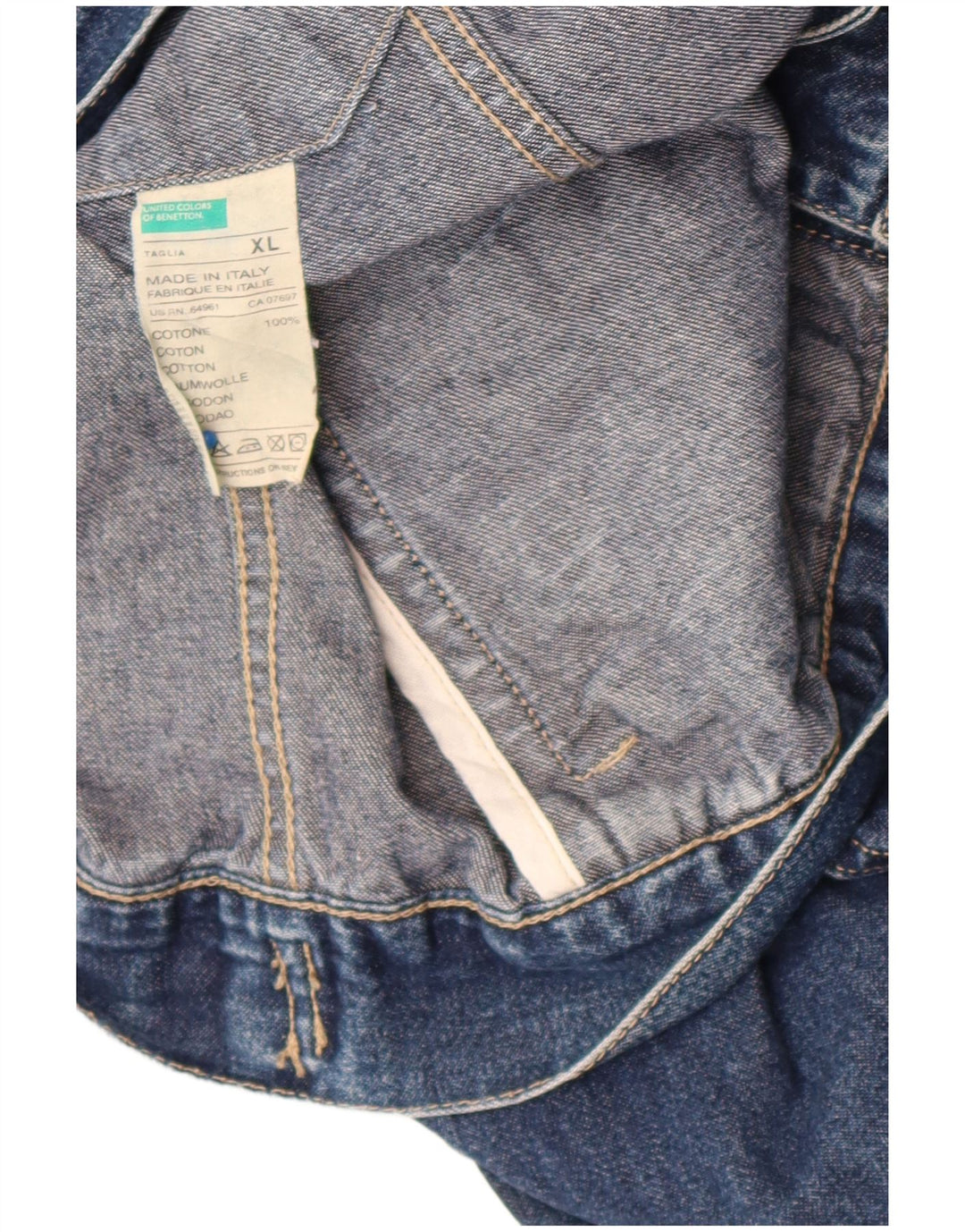 Męska kurtka dżinsowa Benetton UK 42 XL, niebieska, bawełniana