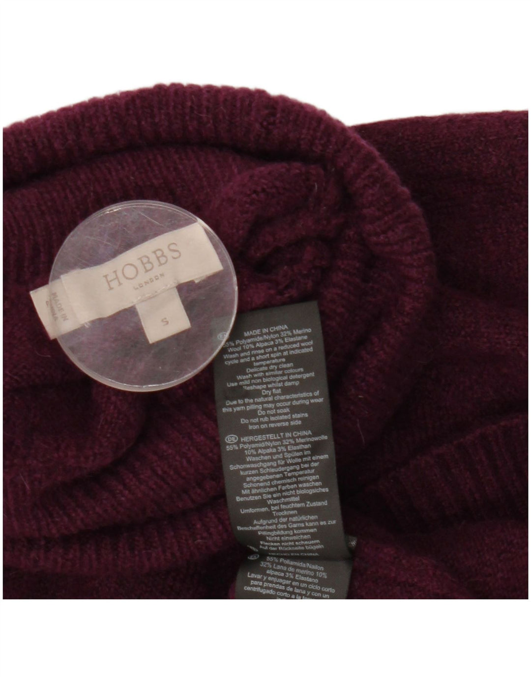 Damski sweter oversize HOBBS z okrągłym dekoltem UK 10 Small Burgundy