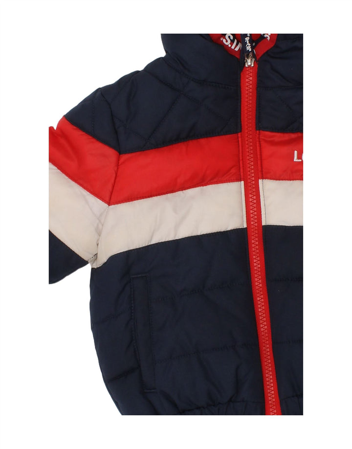 LEVI'S Baby Boys Graphic Padded Jacket 12-18 Months Navy Blue Colourblock