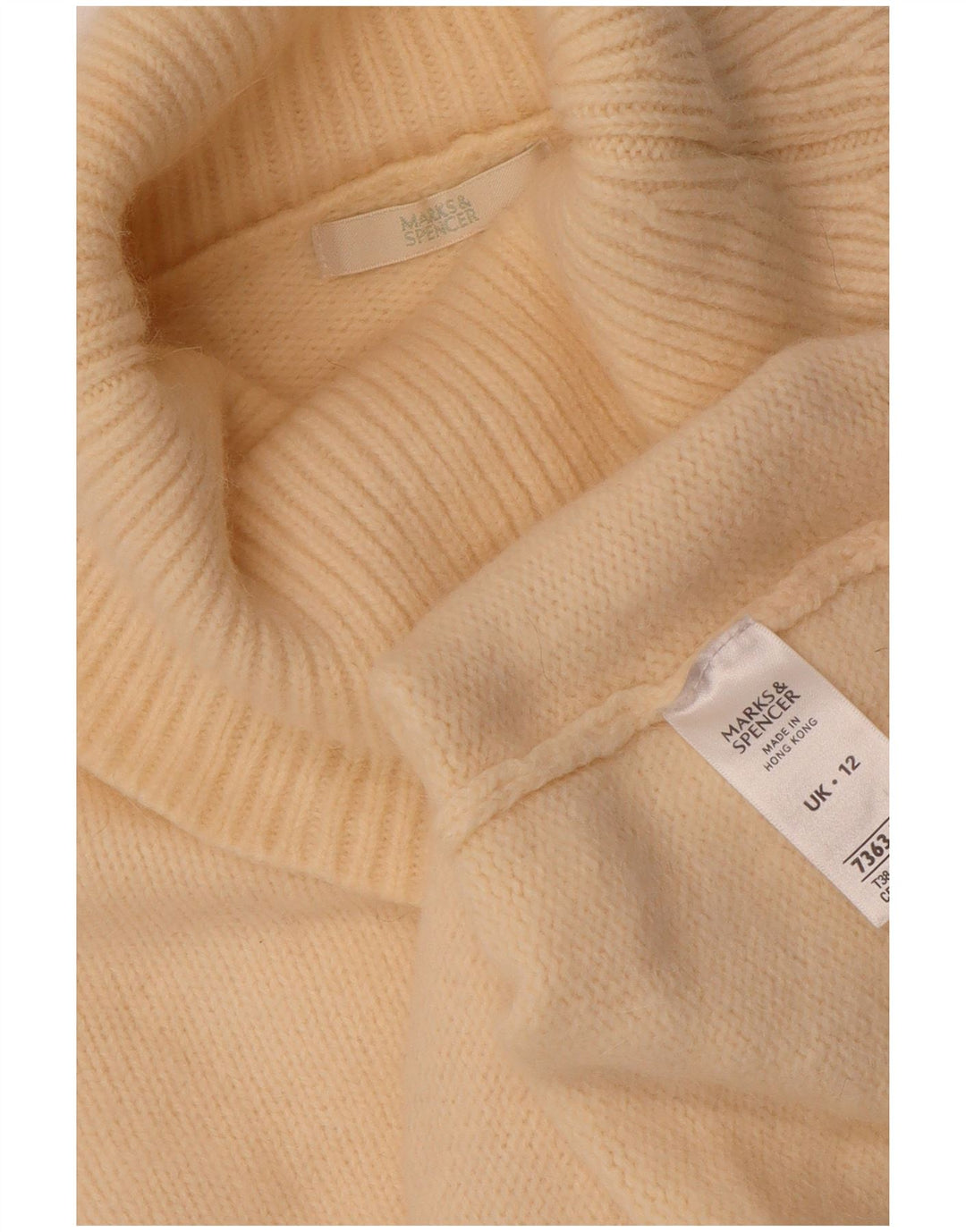 Marks & Spencer Damski sweter z wywijanym dekoltem UK 12 Średni beż w kwiaty