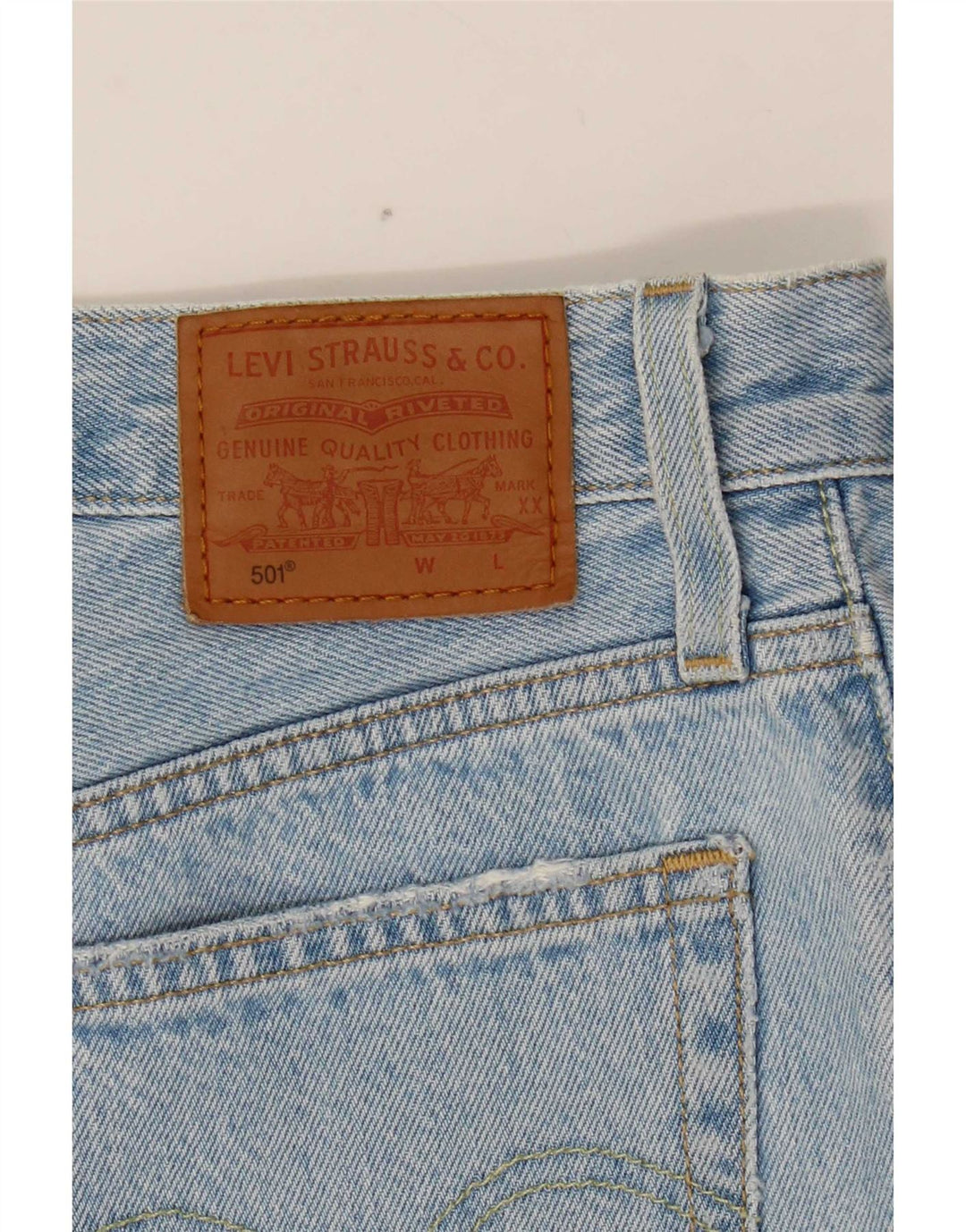 Damskie spodenki jeansowe Levi's 501 w trudnej sytuacji W26, małe, niebieskie, bawełniane