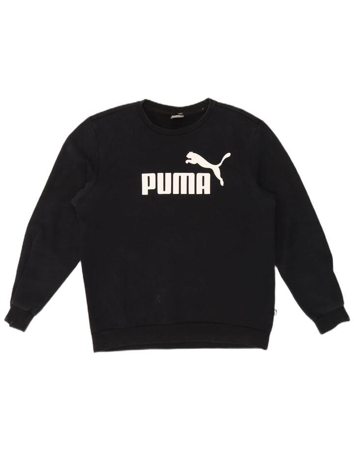 Męska bluza z grafiką Puma, średnia czarna, bawełniana