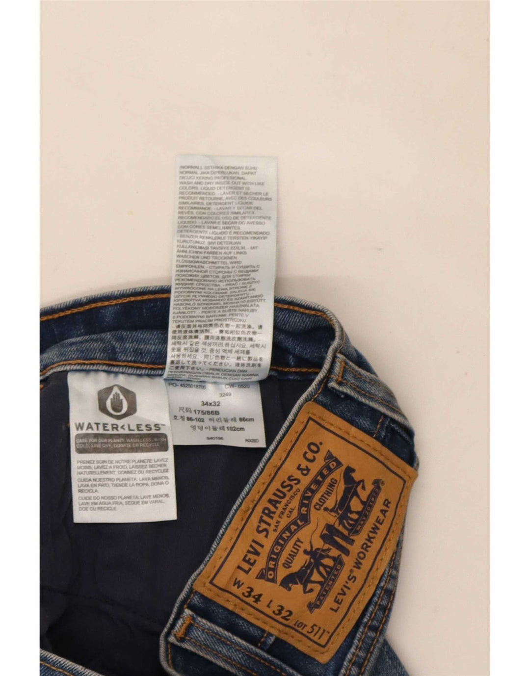 Męskie jeansy Levi's 511 Slim W34 L32 Niebieska bawełna