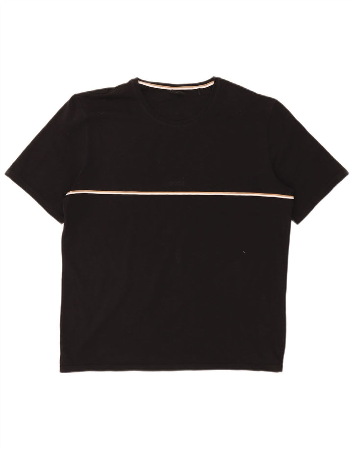 T-shirt męski Hugo Boss, średni czarny, bawełniany