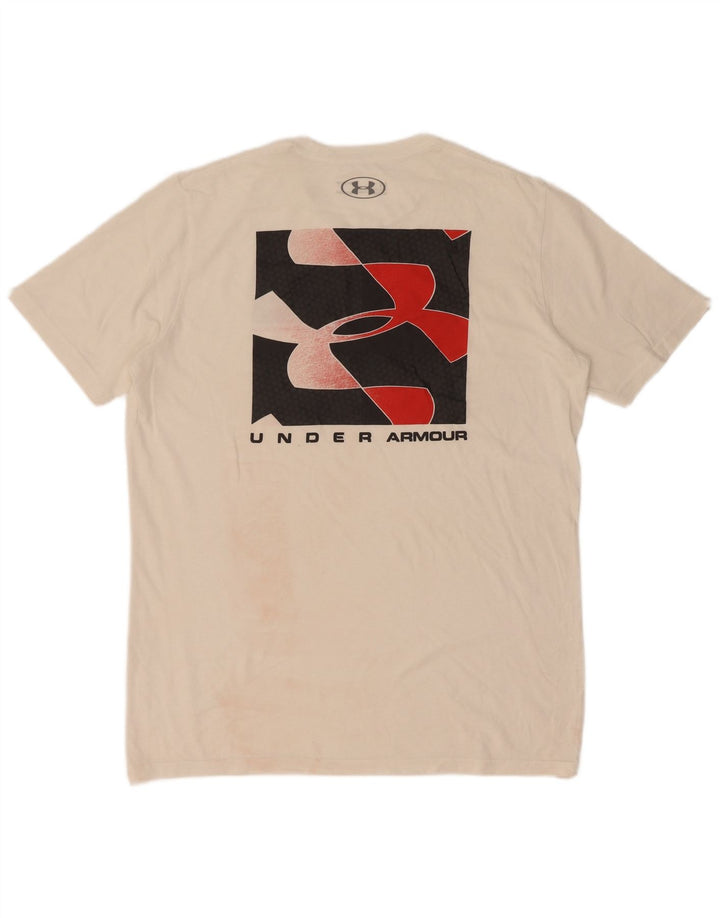 Męski t-shirt z grafiką Under Armour Heat Gear, średni biały