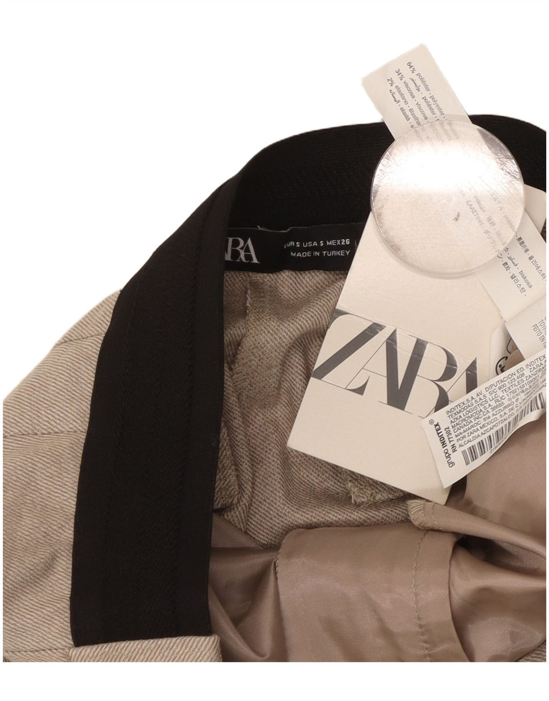 Spodnie damskie Zara Slim Chino, małe W26 L27 Beżowy poliester