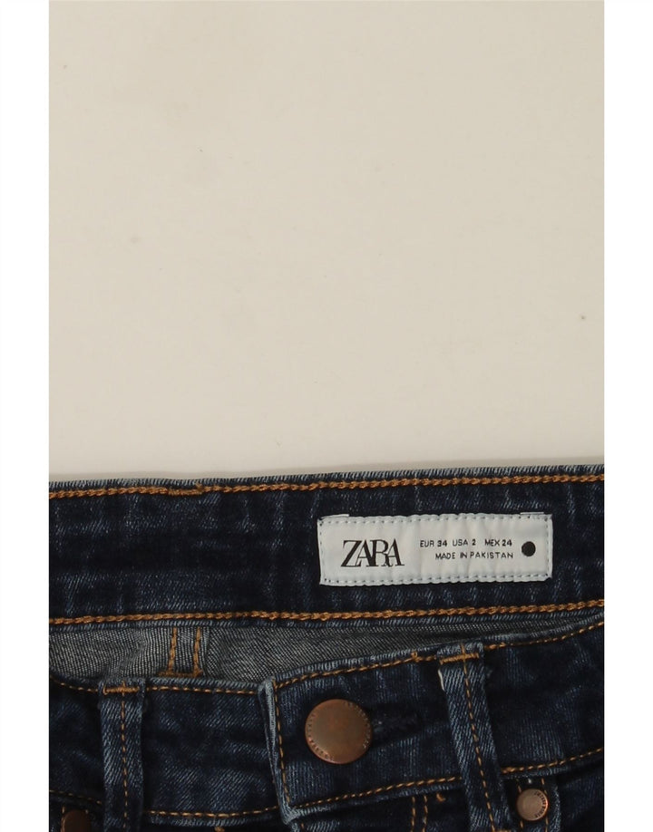 Damskie jeansy rozkloszowane Zara EU 34 2XS W24 L32 Granatowe