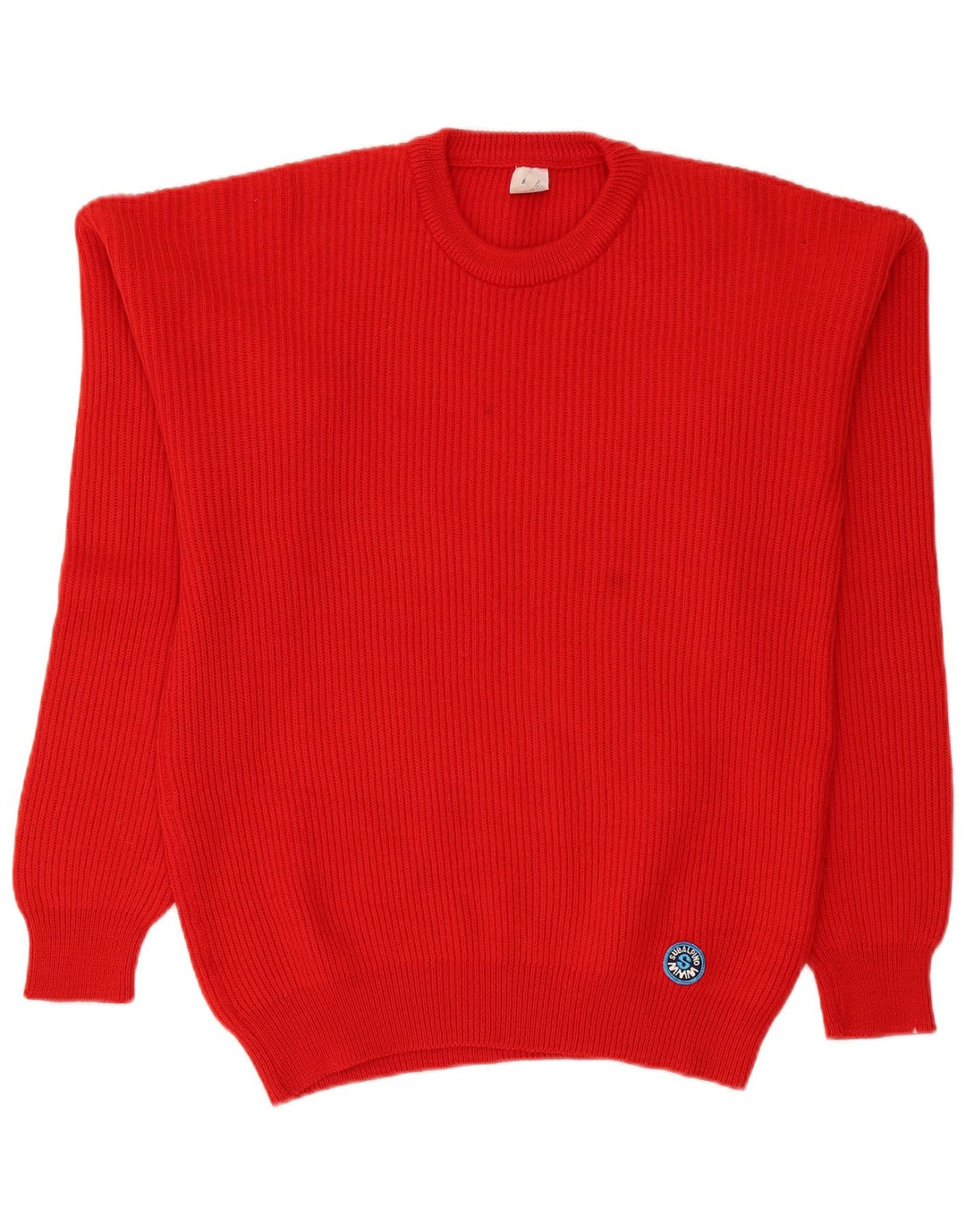 Vintage męski sweter z okrągłym dekoltem IT 52, duża czerwona wełna