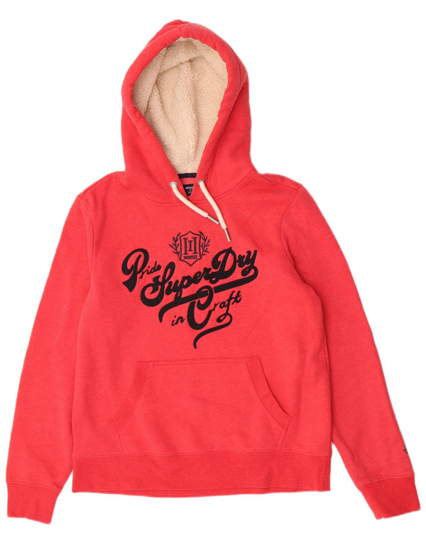 Damski sweter z kapturem Superdry, UK 14, średni czerwony, bawełniany