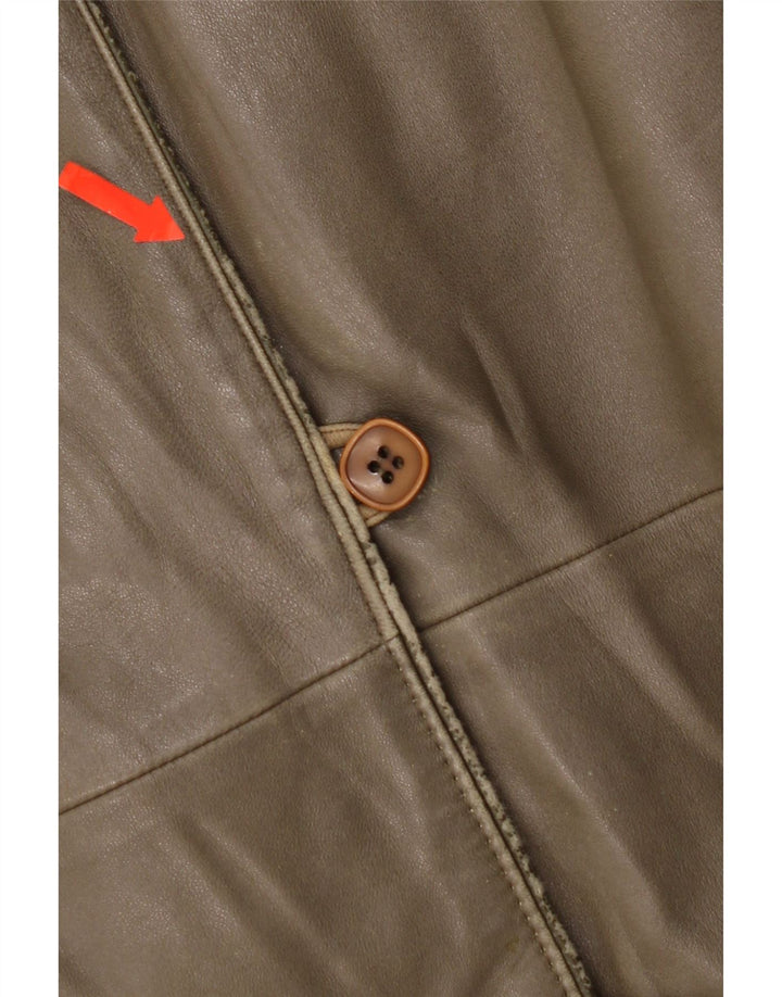 Damska kurtka skórzana w stylu vintage IT 44, średnia skóra khaki