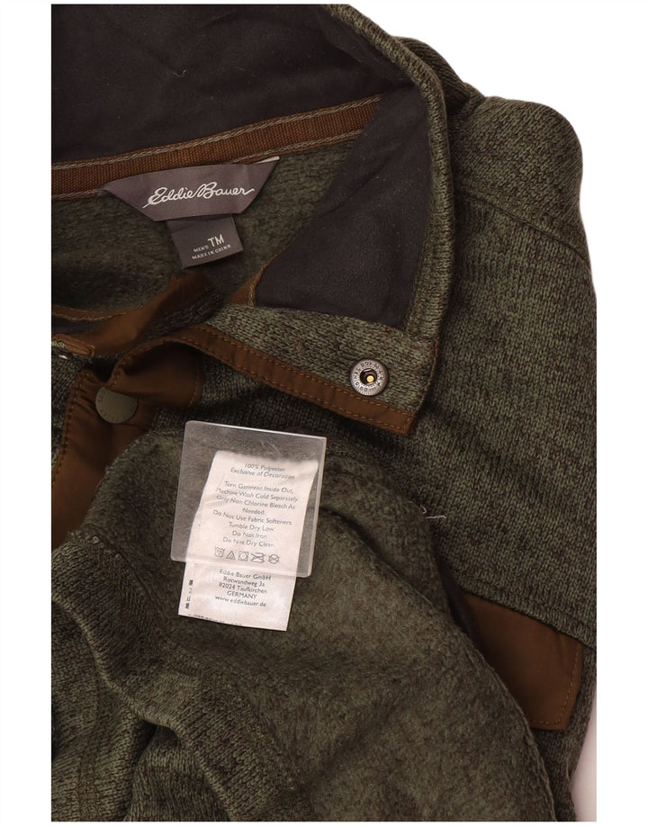 Męski sweter Eddie Bauer z wysokim dekoltem i guzikami, średni khaki nakrapiany