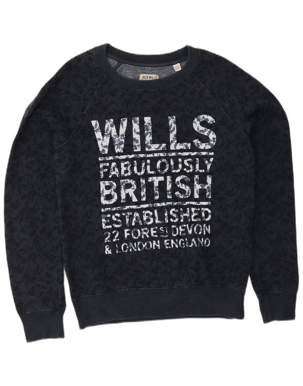 Damska bluza z grafiką JACK WILLS Jumper UK 8, mała, granatowa w kwiaty