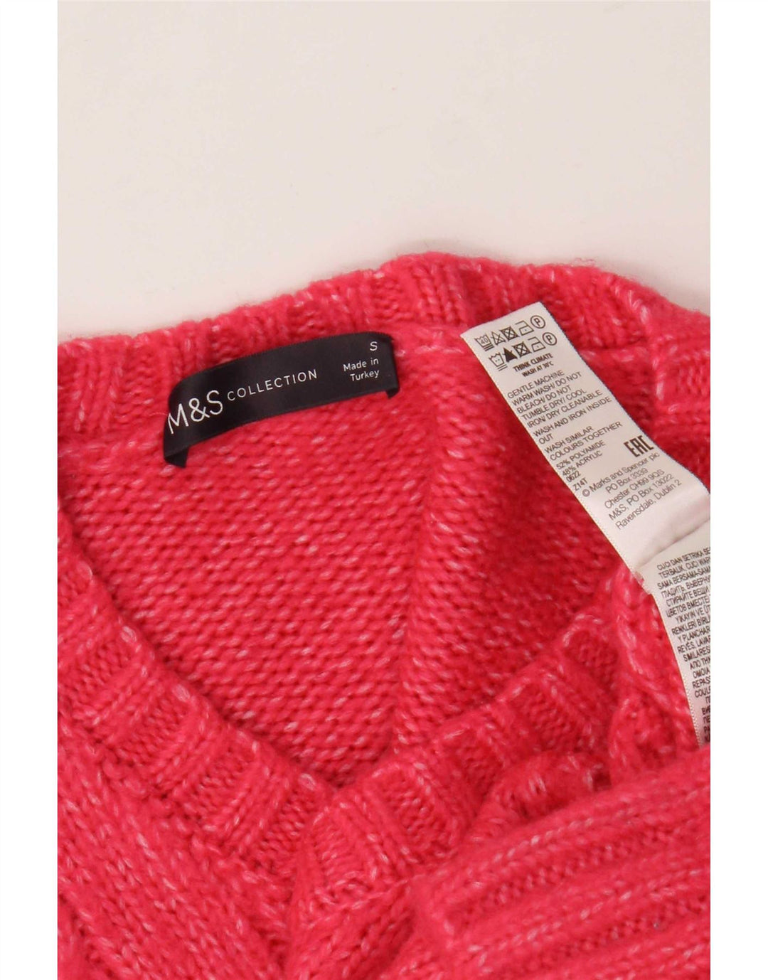 Marks & Spencer Damski sweter oversize z dekoltem w kształcie litery V, UK 10, mały, różowy