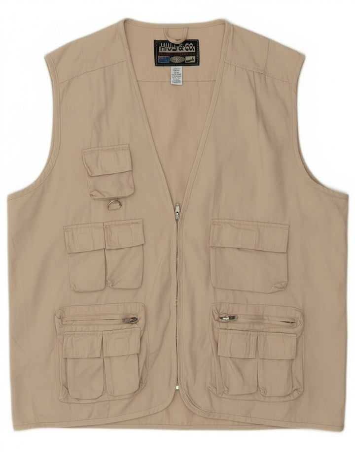 Męska kamizelka użytkowa Vintage UK 42 XL, beżowa, bawełniana