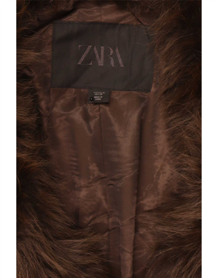 Damska kurtka oversize ze sztucznego futra Zara UK 14, średni brąz, poliester
