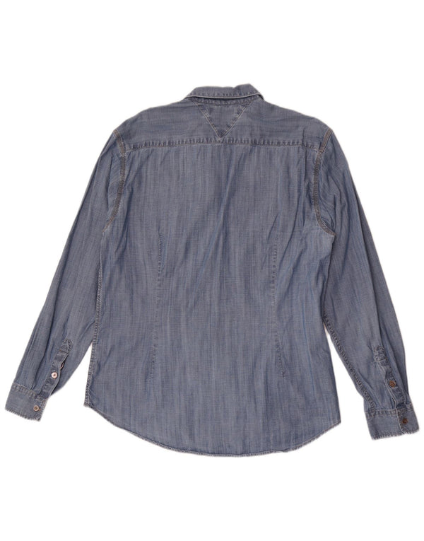 Tommy Hilfiger Mens Military Denim Shirt XL Blue Cotton