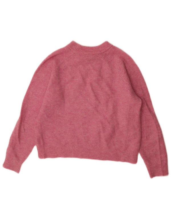Damski sweter oversize Zara z okrągłym dekoltem UK 10, mały, różowy nylon