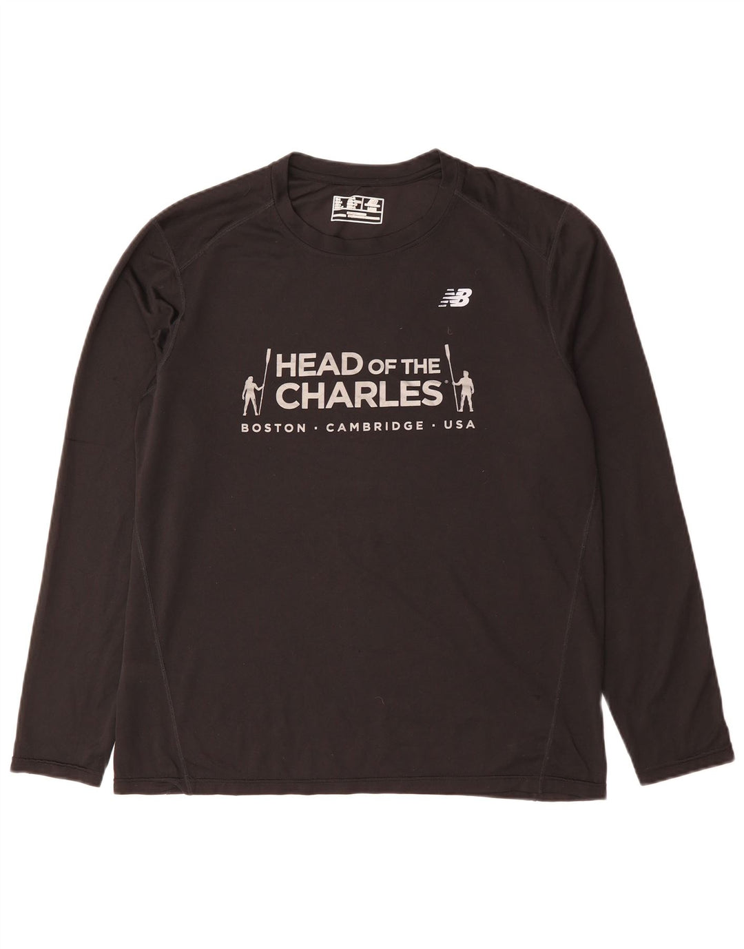 Męski top New Balance Boston Graphic z długim rękawem, duży, czarny