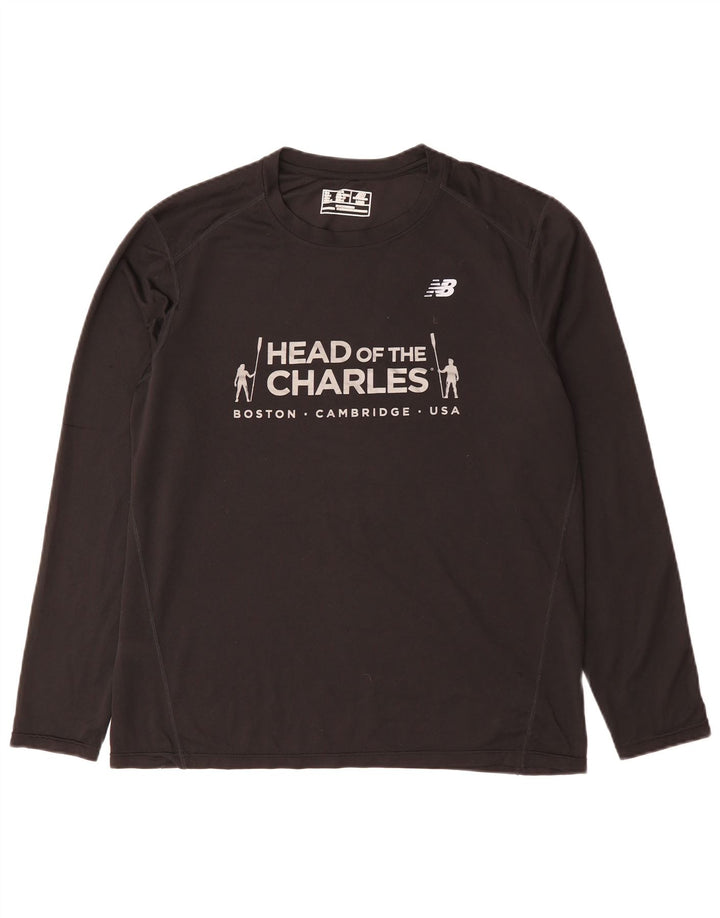 Męski top New Balance Boston Graphic z długim rękawem, duży, czarny