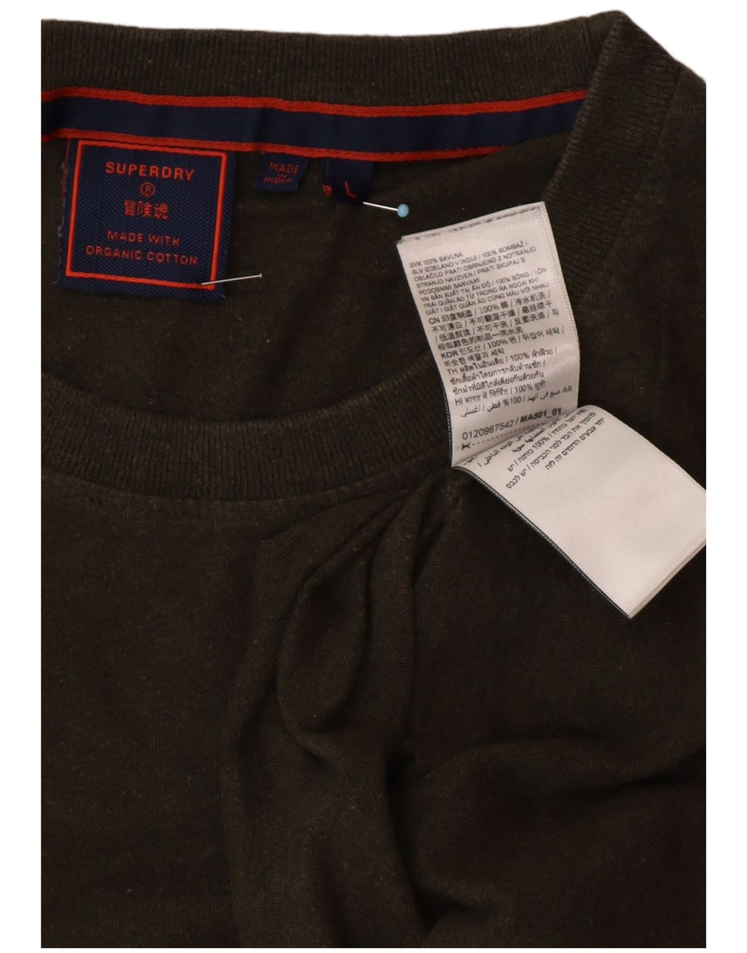 SUPERDRY Męski T-shirt Top, duży, zielony, bawełniany